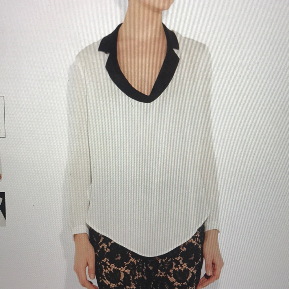 Haute Hippie Two-Tone Silk Chiffon Top